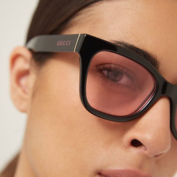💯 NEW GUCCI GG1133S 003 BLACK SHINY PINK EYEGLASSES - Picture 4 of 13